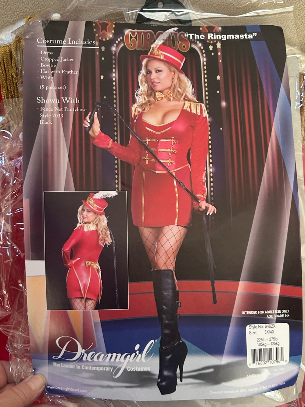 Plus size Halloween Costume Dreamgirl Red Ringmaster Costume Dress 3X/4X
